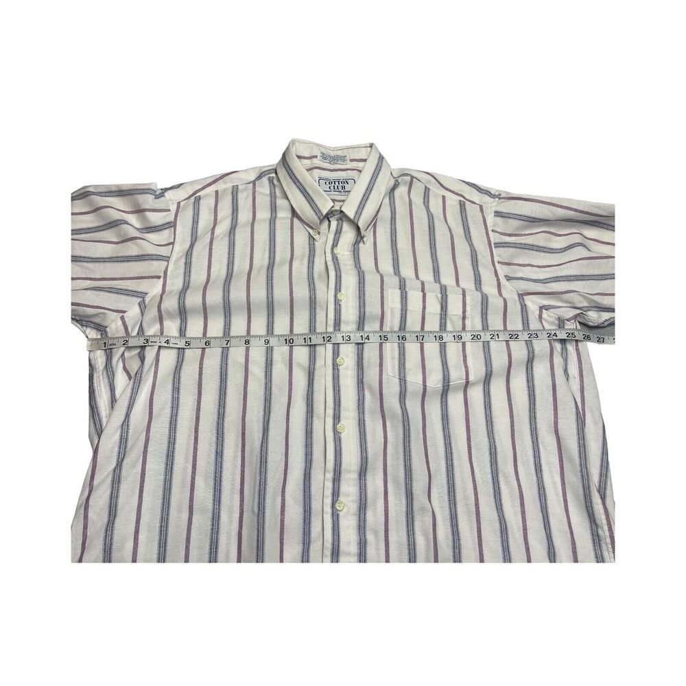COTTON CLUB Dress Shirt Men 17.5 Multicolor Striped Short Sleeve Formal Business - Picture 5 of 8
